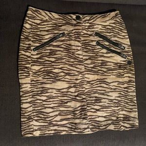 Maison Scotch Tiger Print Denim Stretch Skirt